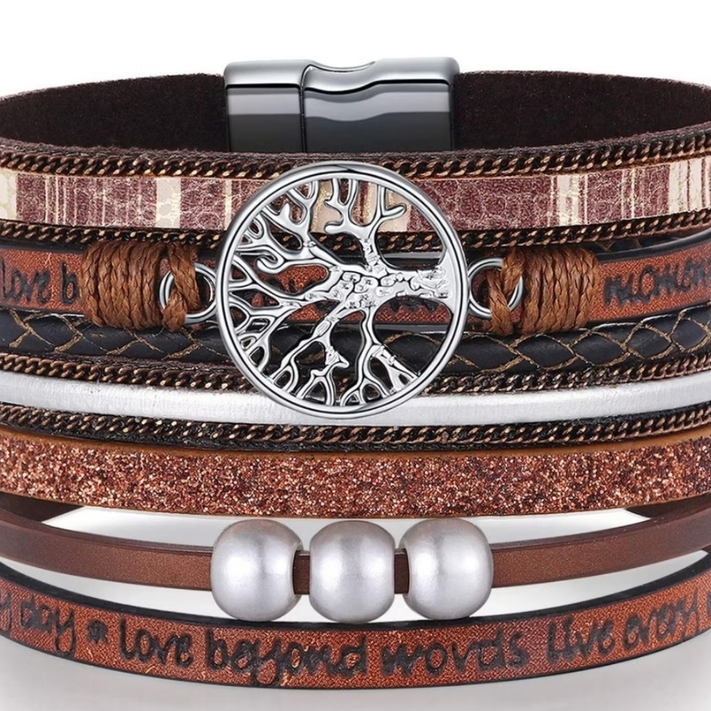 Carole Inc. Tree Of‎ Life Leather Multi-Layer Wrap Bracelet